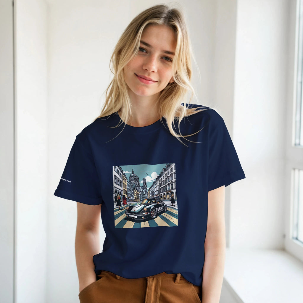 Maximilianstraße unisex T-shirt with Munich sports-car artwork