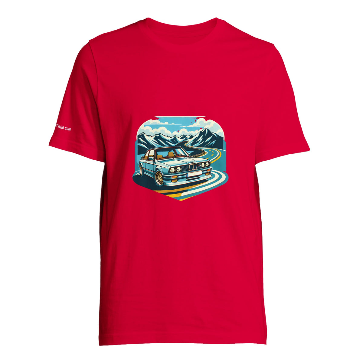 Funky Blue Bavarian unisex T-shirt with blue Alpine-road artwork