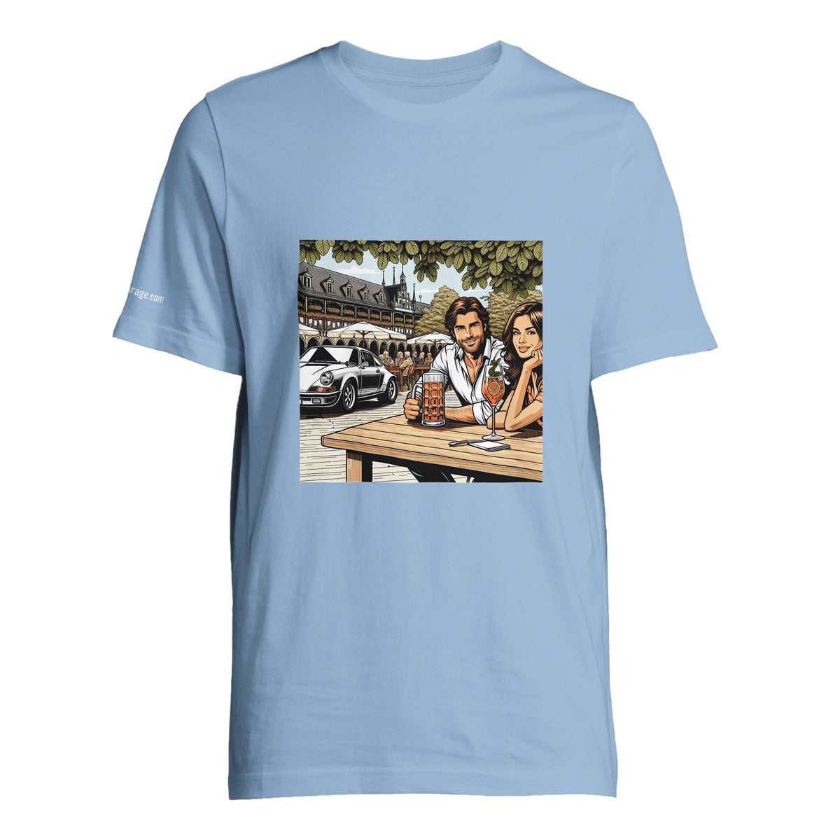 Biergarten Schnell unisex T-shirt with retro beer-garden artwork
