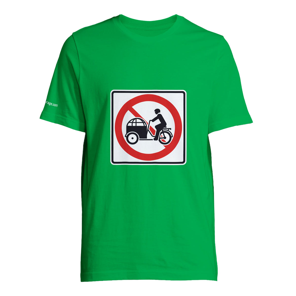 Say No to Lastenfahrrad unisex T-shirt with prohibition-sign artwork