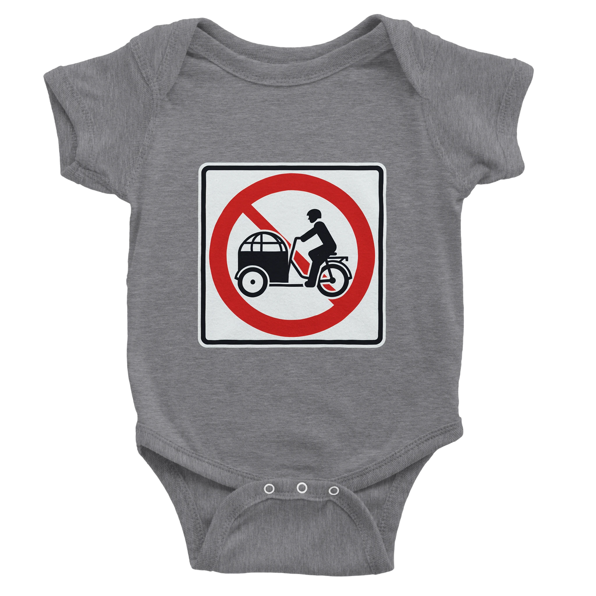 Say No to Lastenfahrrad short-sleeve baby bodysuit with car-culture artwork