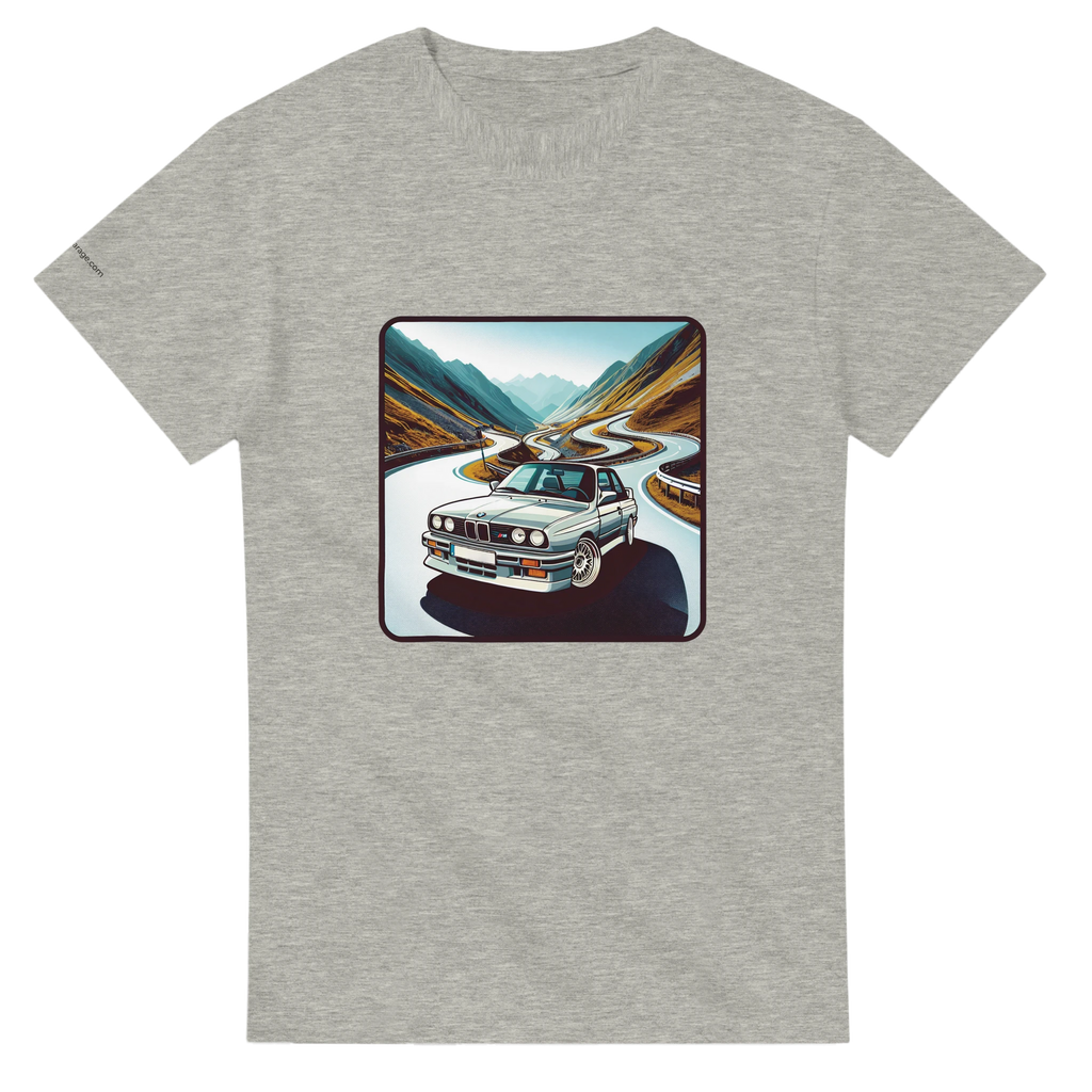 Curvy Bavarian heavyweight unisex T-shirt with Alpine-road artwork