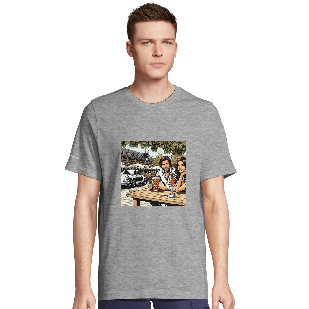 Biergarten Schnell unisex T-shirt with retro beer-garden artwork