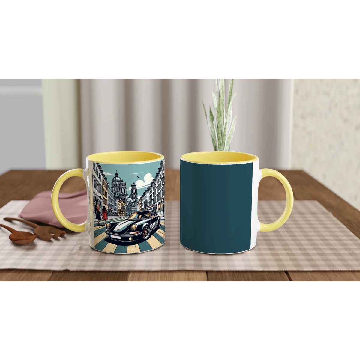 Maximilian Got Style ceramic mug with Munich sports-car artwork