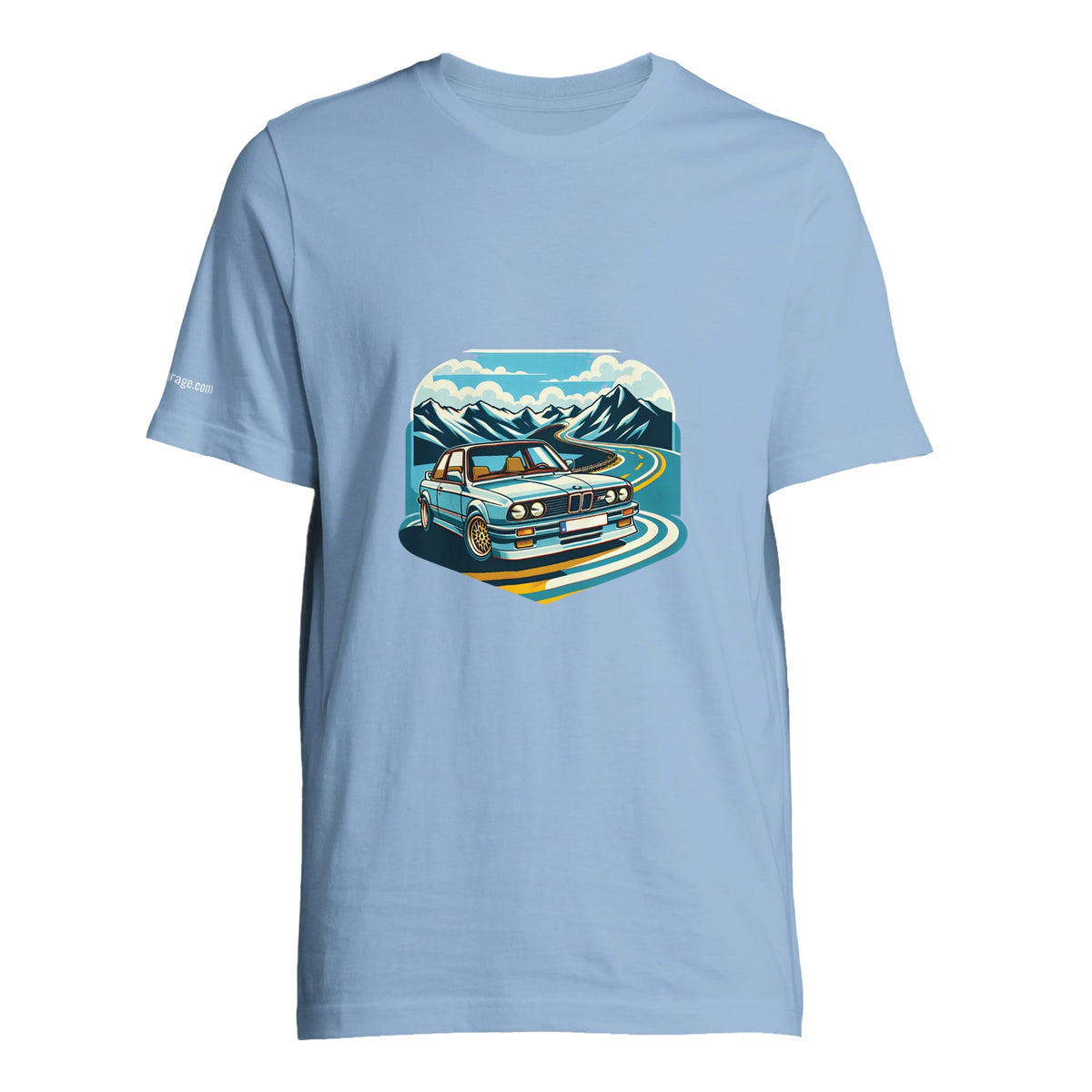 Funky Blue Bavarian unisex T-shirt with blue Alpine-road artwork
