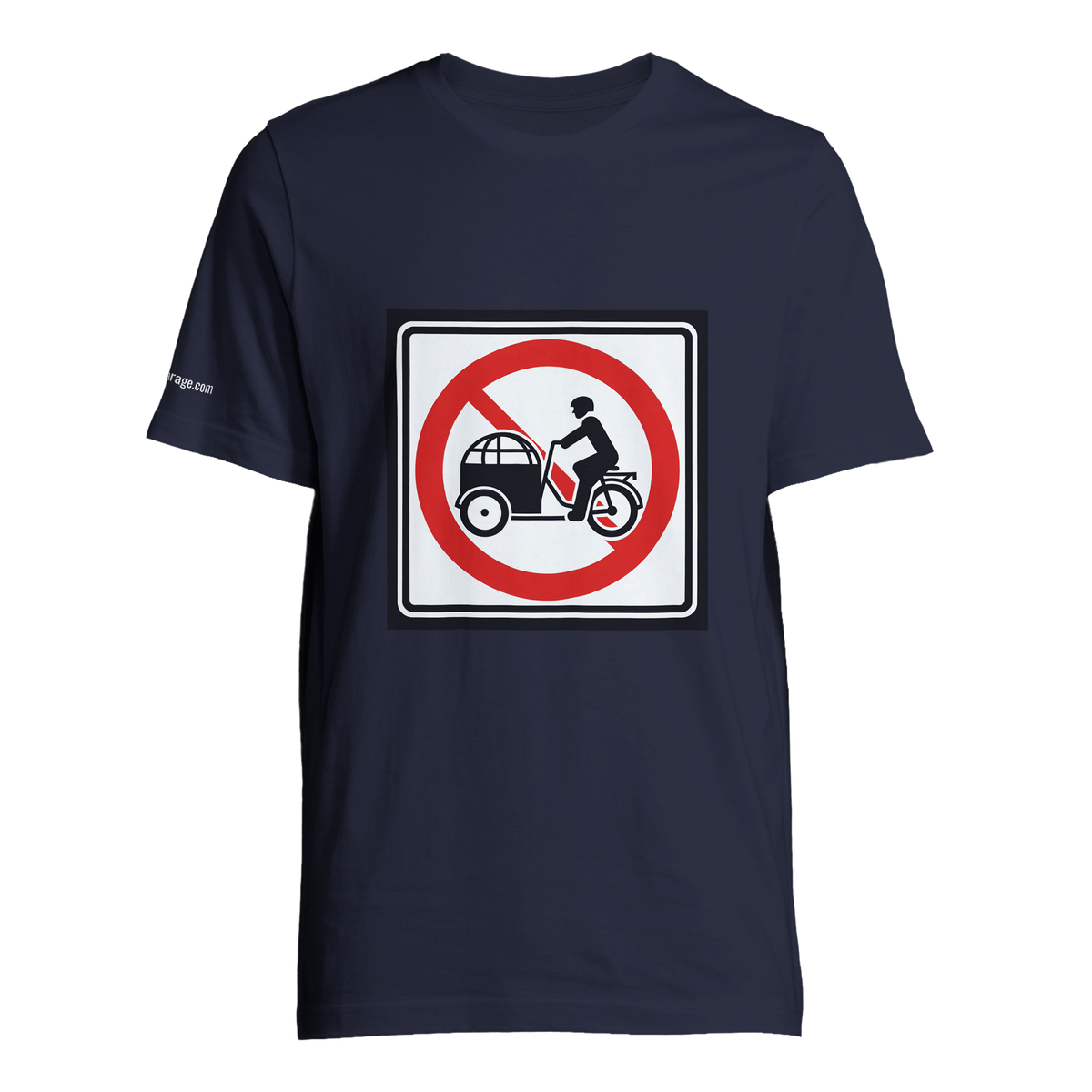 Say No to Lastenfahrrad unisex T-shirt with prohibition-sign artwork