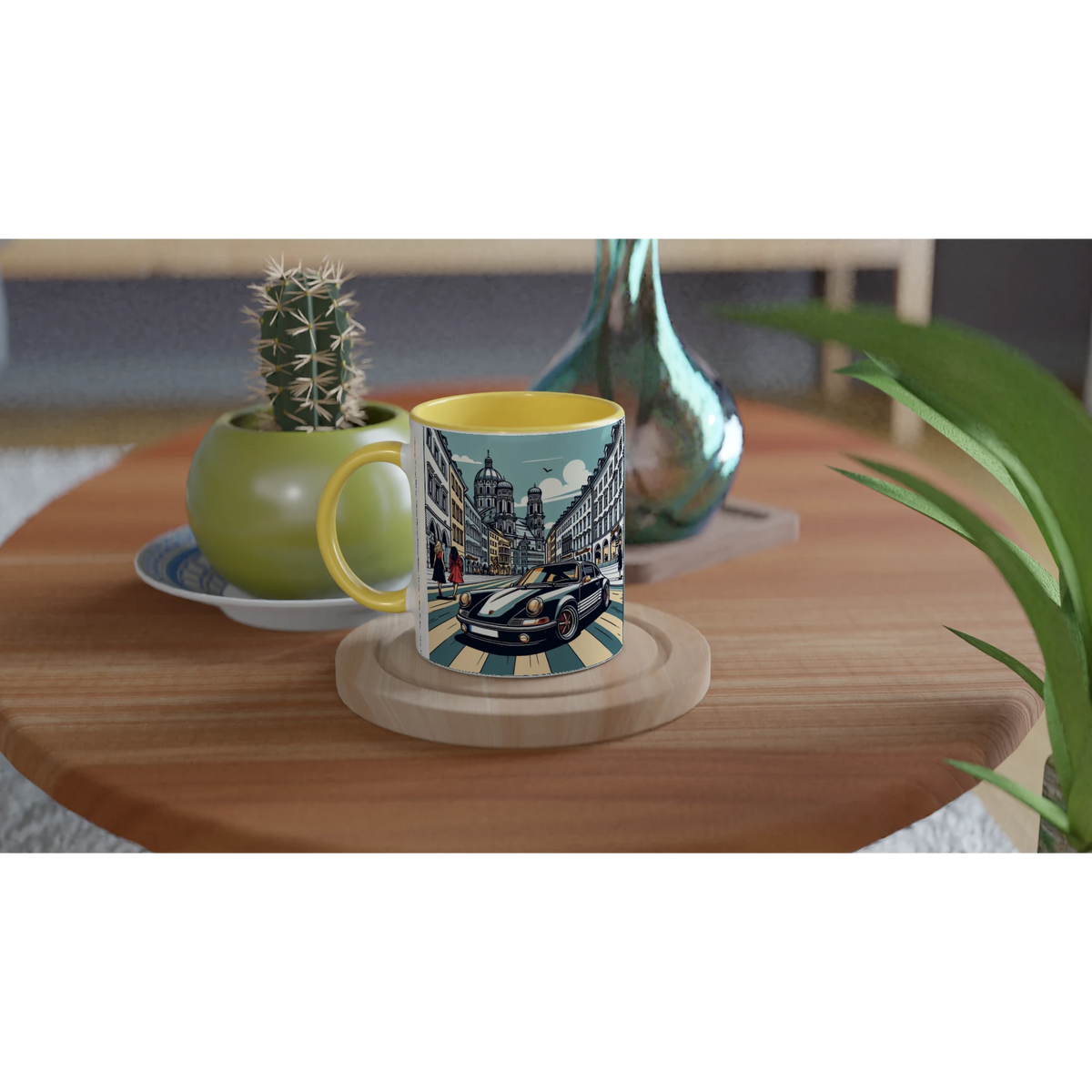Maximilian Got Style ceramic mug with Munich sports-car artwork