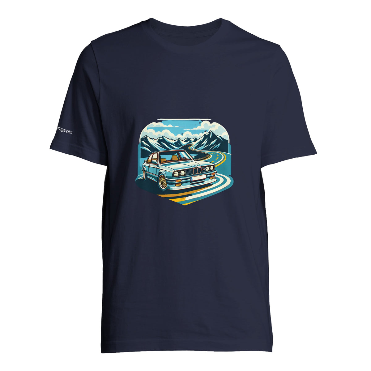 Funky Blue Bavarian unisex T-shirt with blue Alpine-road artwork