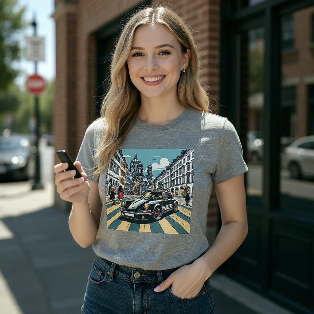 Munich Maximilian Car Girl Exclusive women's T-shirt with sports-car artwork