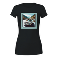 Curvy Bavarian women's T-shirt with retro Alpine-road artwork