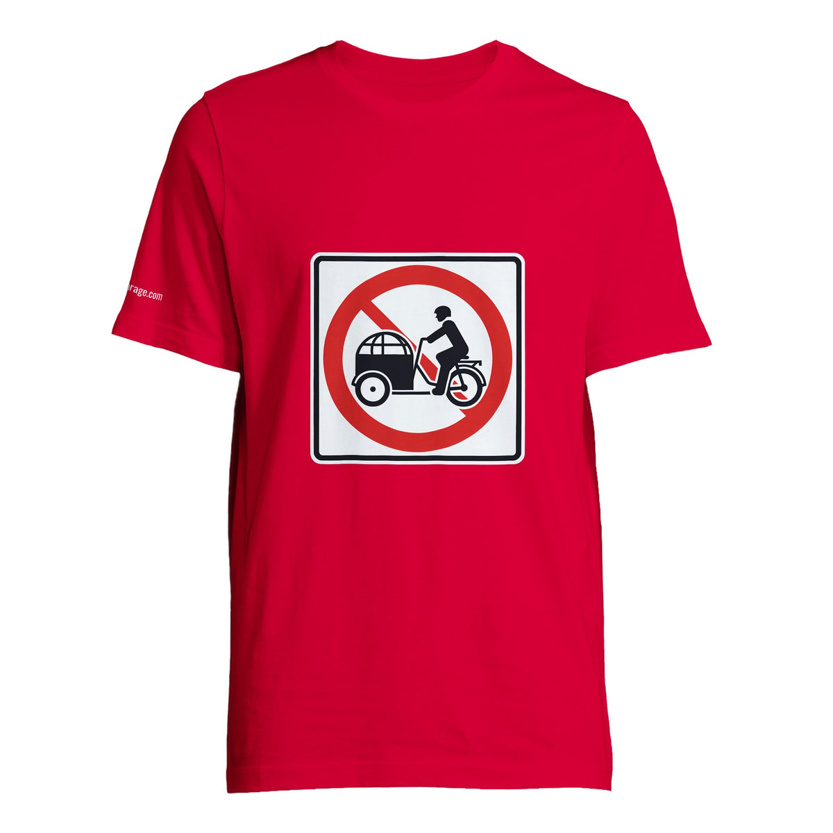 Say No to Lastenfahrrad unisex T-shirt with prohibition-sign artwork
