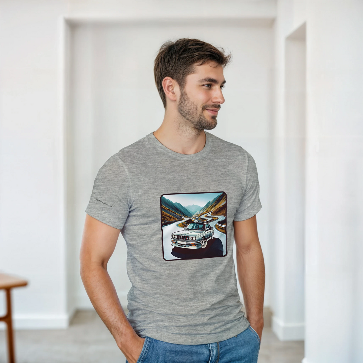 Curvy Bavarian heavyweight unisex T-shirt with Alpine-road artwork