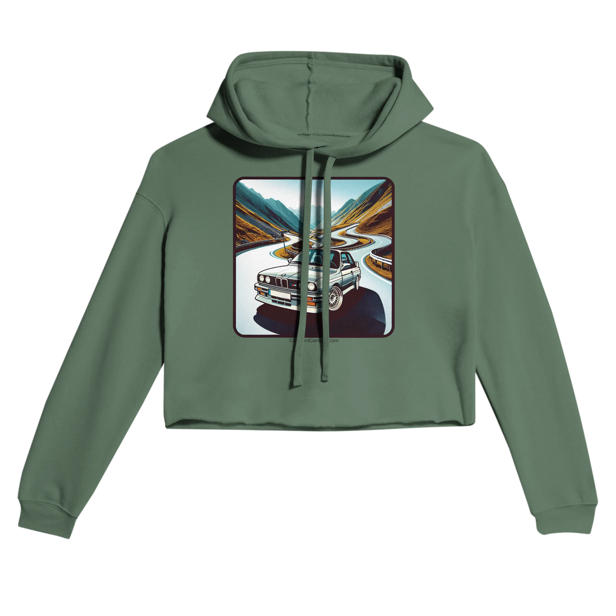 Passes All Over cropped hoodie with Alpine-road illustration