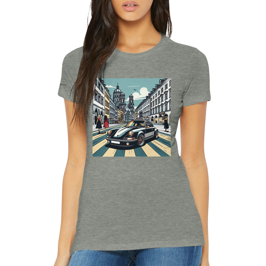Munich Maximilian Car Girl Exclusive women's T-shirt with sports-car artwork