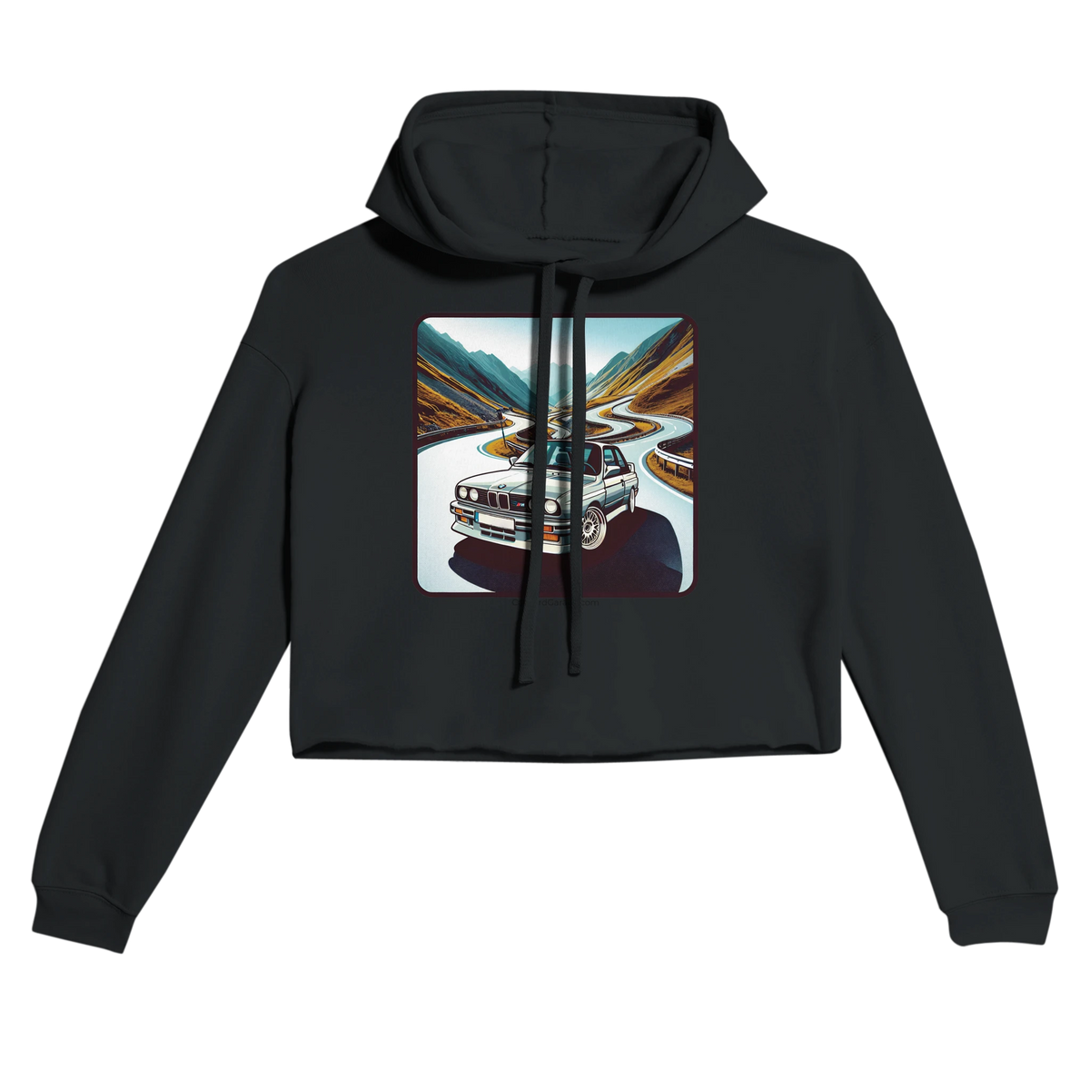 Passes All Over cropped hoodie with Alpine-road illustration