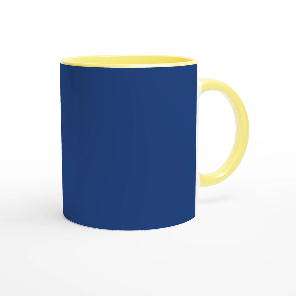 Curvy Bavarian ceramic mug with retro Alpine-road artwork
