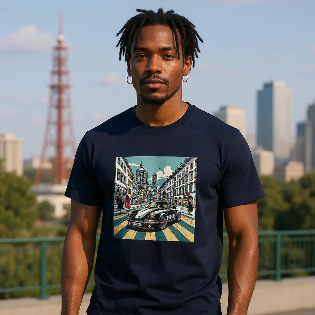 Maximilianstraße unisex T-shirt with Munich sports-car artwork