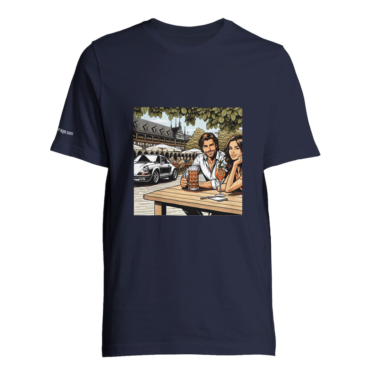 Biergarten Schnell unisex T-shirt with retro beer-garden artwork