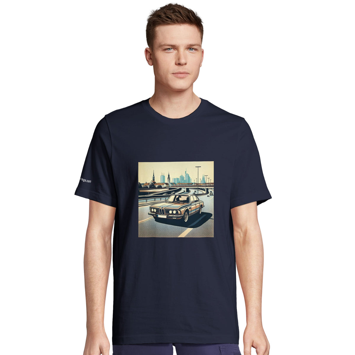 Classic 7 Autobahn unisex T-shirt with retro saloon-car artwork