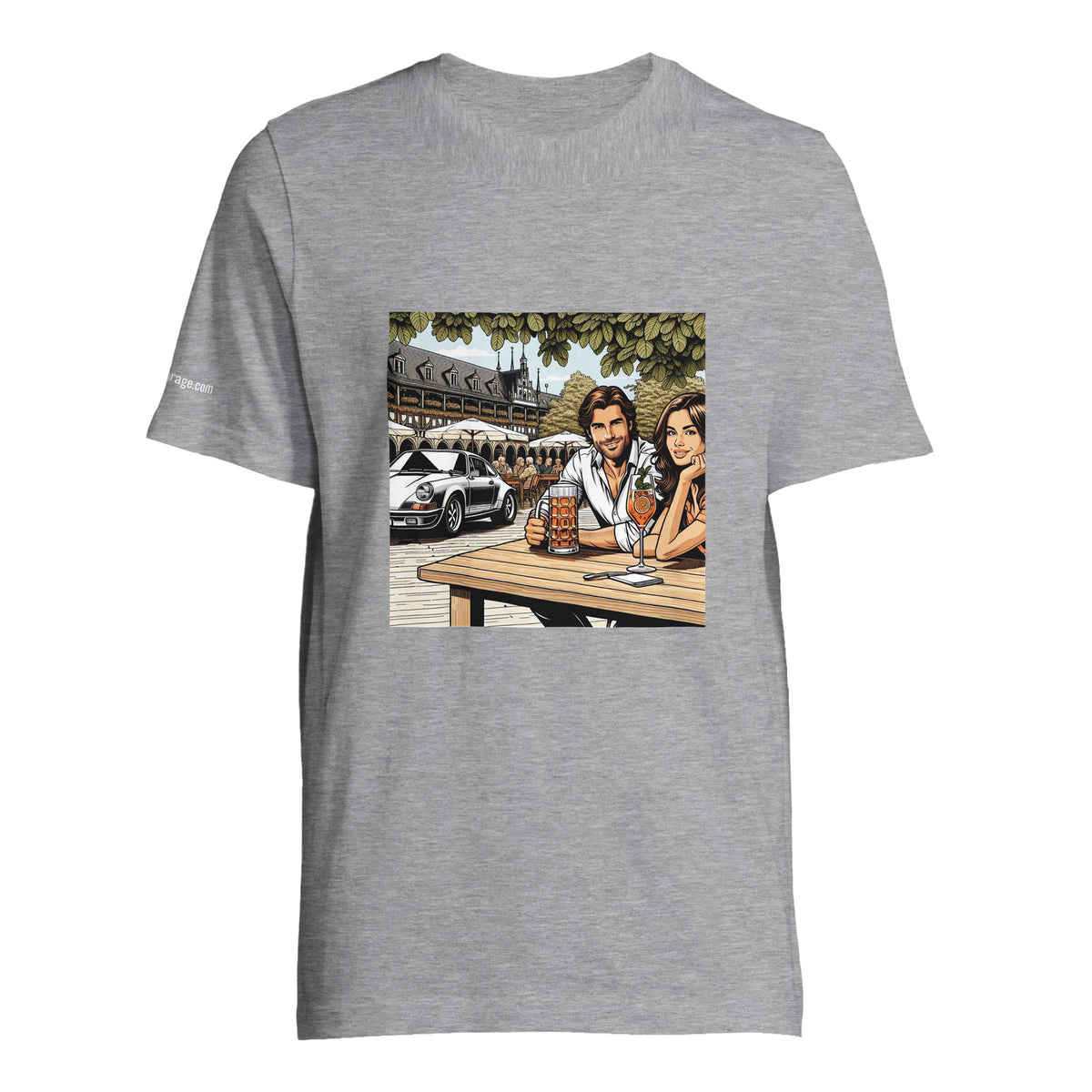 Biergarten Schnell unisex T-shirt with retro beer-garden artwork