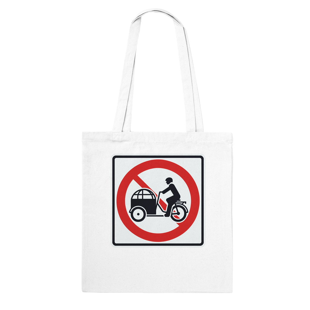 Say No to Lastenfahrrad tote bag with prohibition-sign artwork