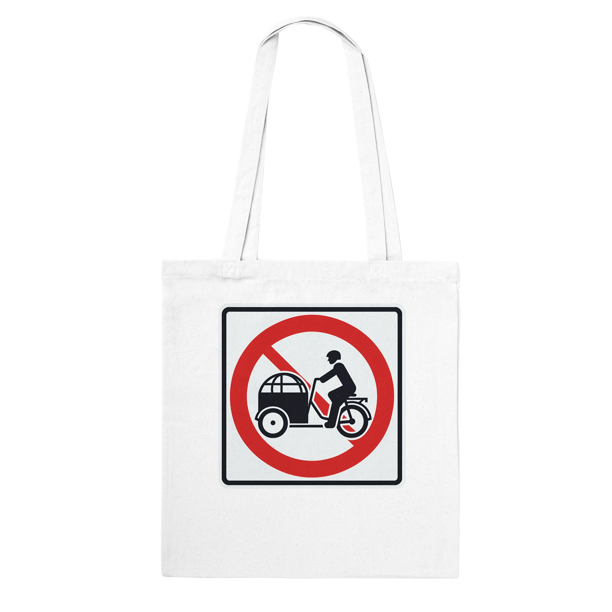 Say No to Lastenfahrrad tote bag with prohibition-sign artwork
