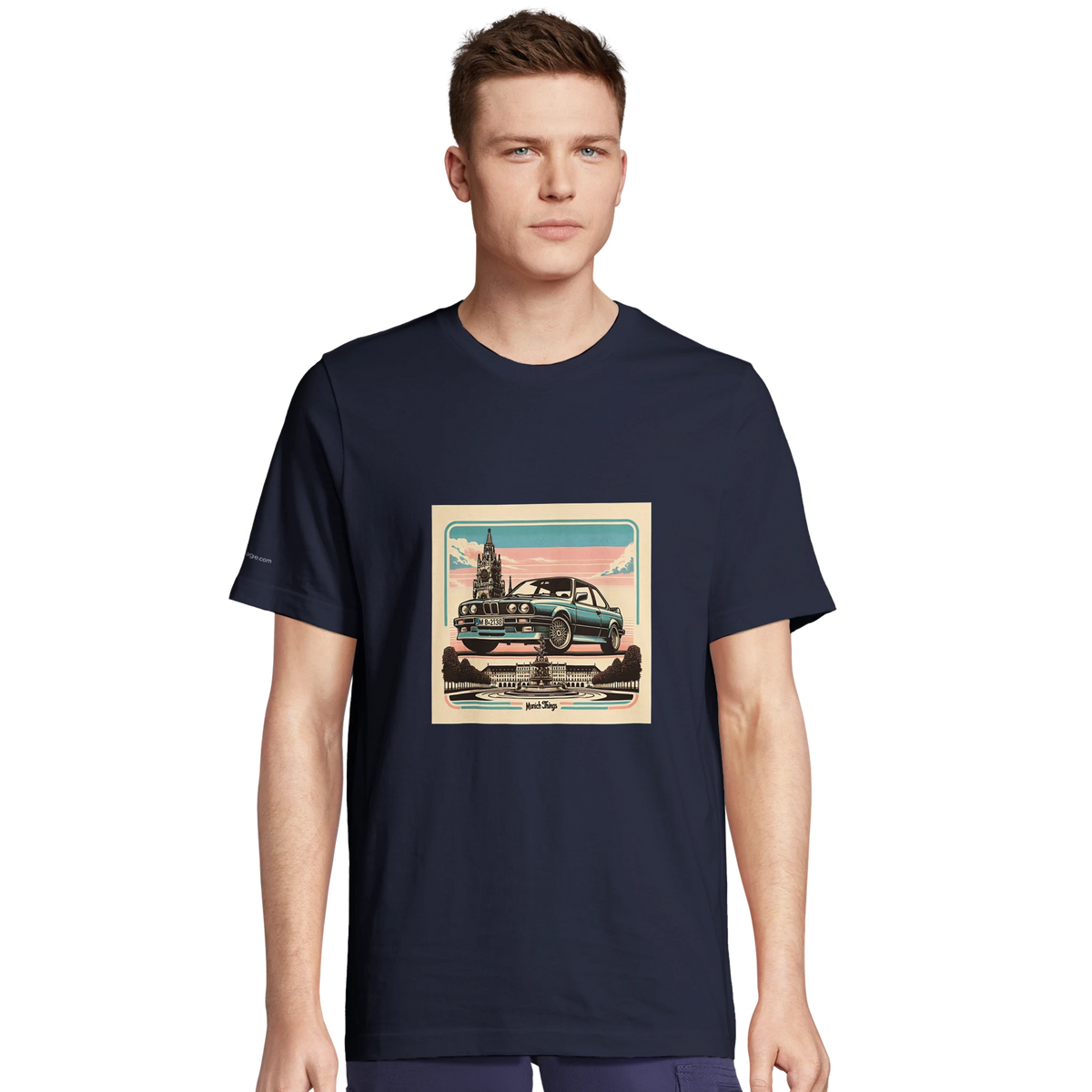 Munich Things unisex T-shirt with retro Munich automotive artwork