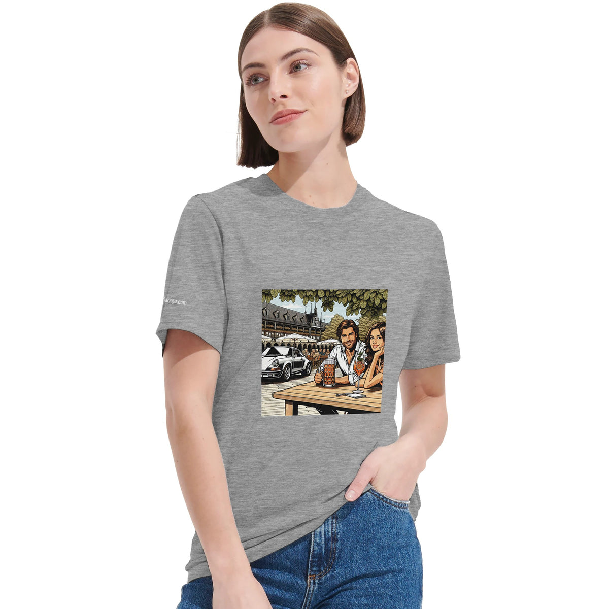 Biergarten Schnell unisex T-shirt with retro beer-garden artwork