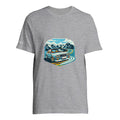 Funky Blue Bavarian unisex T-shirt with blue Alpine-road artwork