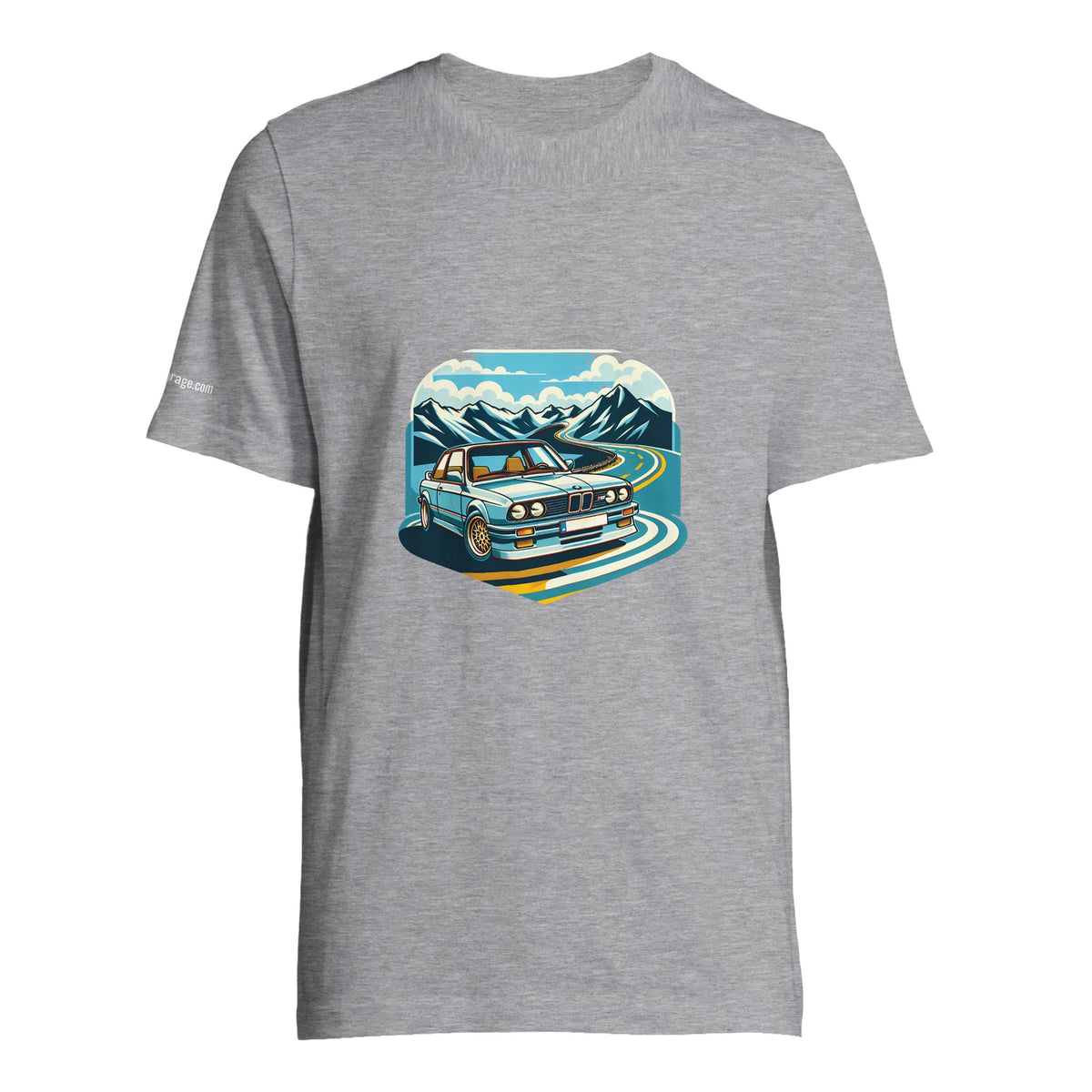 Funky Blue Bavarian unisex T-shirt with blue Alpine-road artwork