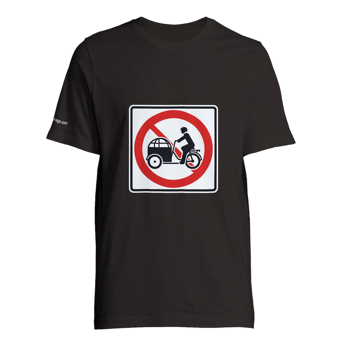Say No to Lastenfahrrad unisex T-shirt with prohibition-sign artwork