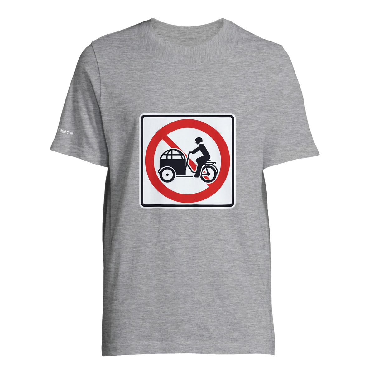 Say No to Lastenfahrrad unisex T-shirt with prohibition-sign artwork