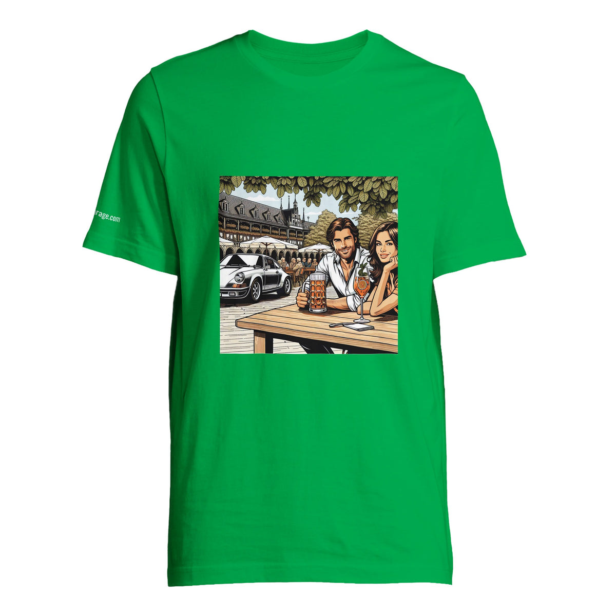 Biergarten Schnell unisex T-shirt with retro beer-garden artwork