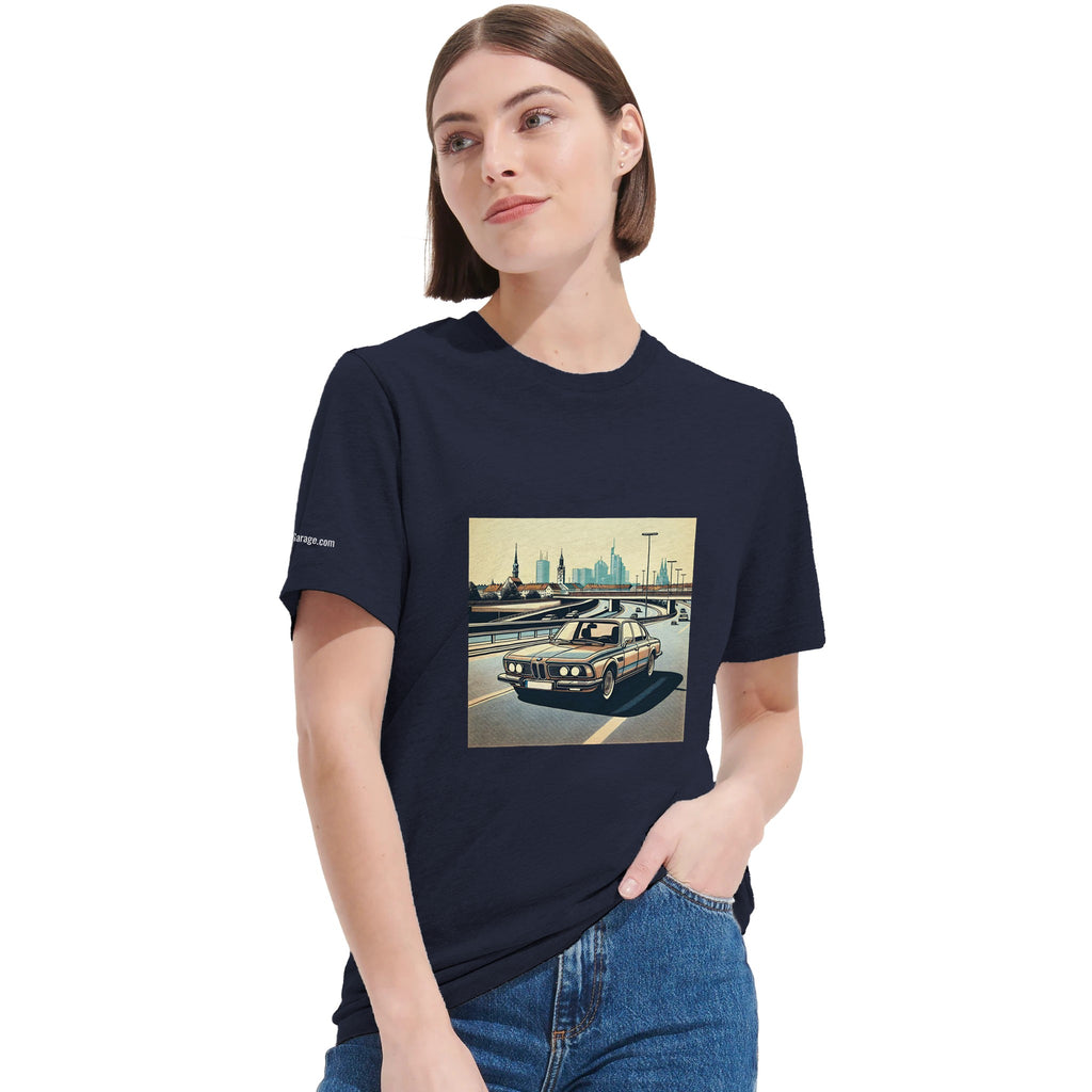 Classic 7 Autobahn unisex T-shirt with retro saloon-car artwork