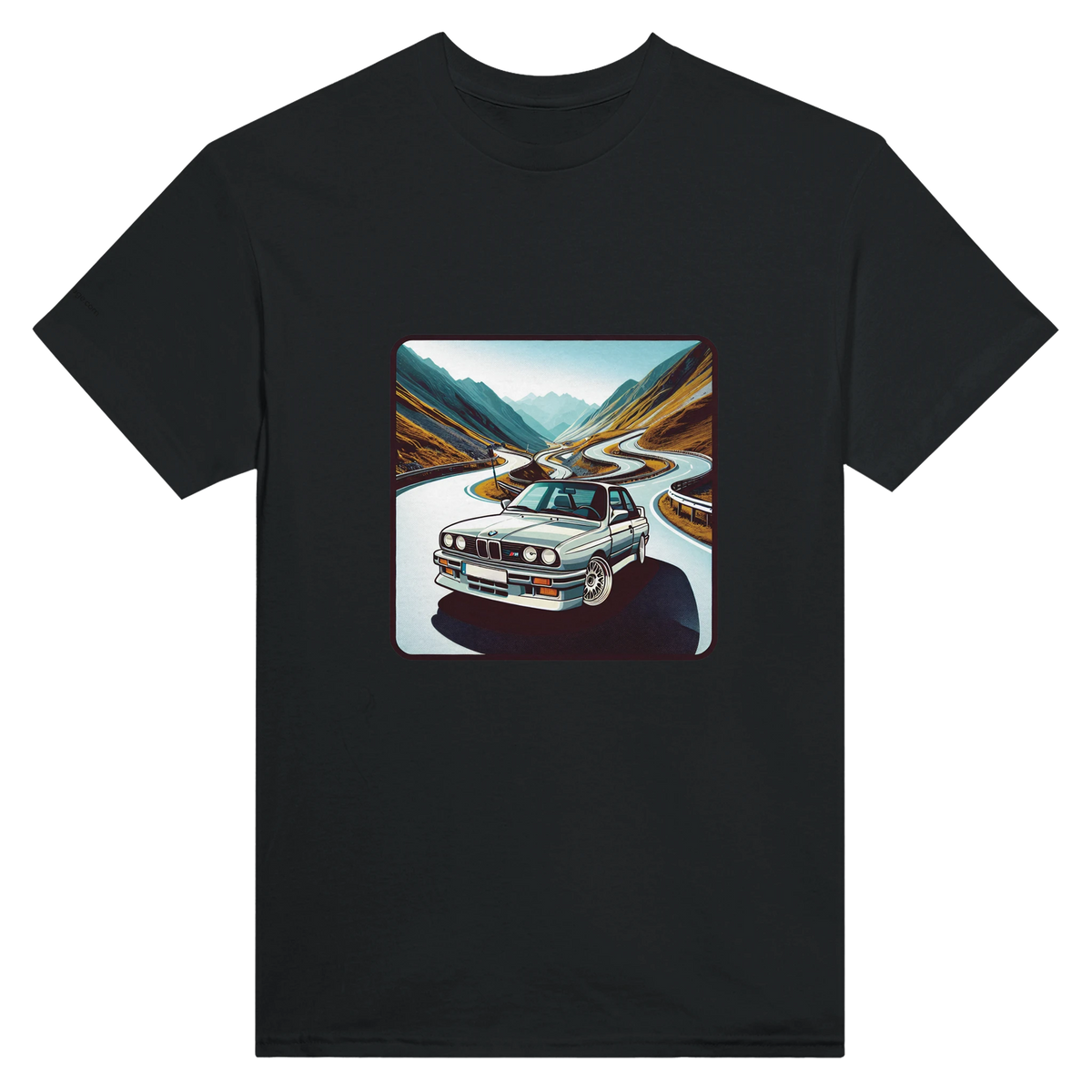 Curvy Bavarian heavyweight unisex T-shirt with Alpine-road artwork