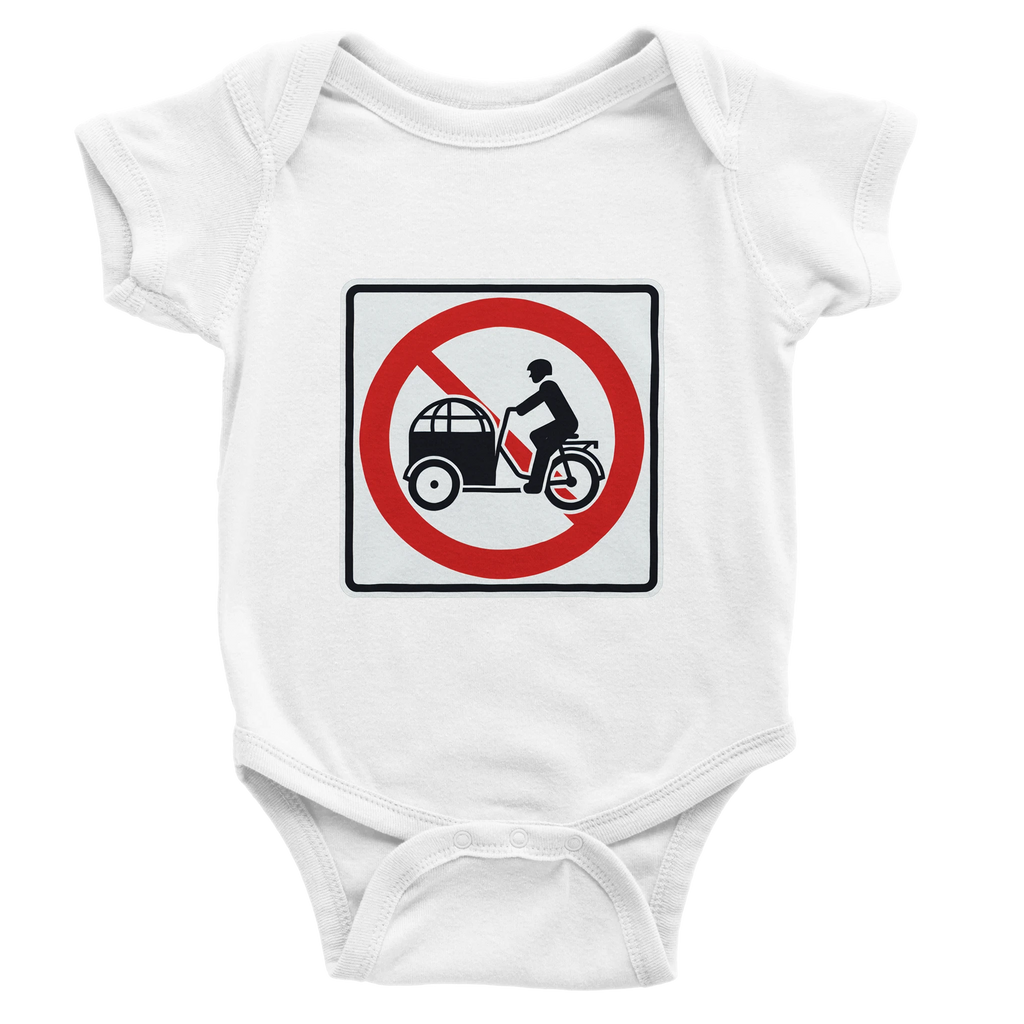 Say No to Lastenfahrrad short-sleeve baby bodysuit with car-culture artwork