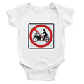 Say No to Lastenfahrrad short-sleeve baby bodysuit with car-culture artwork
