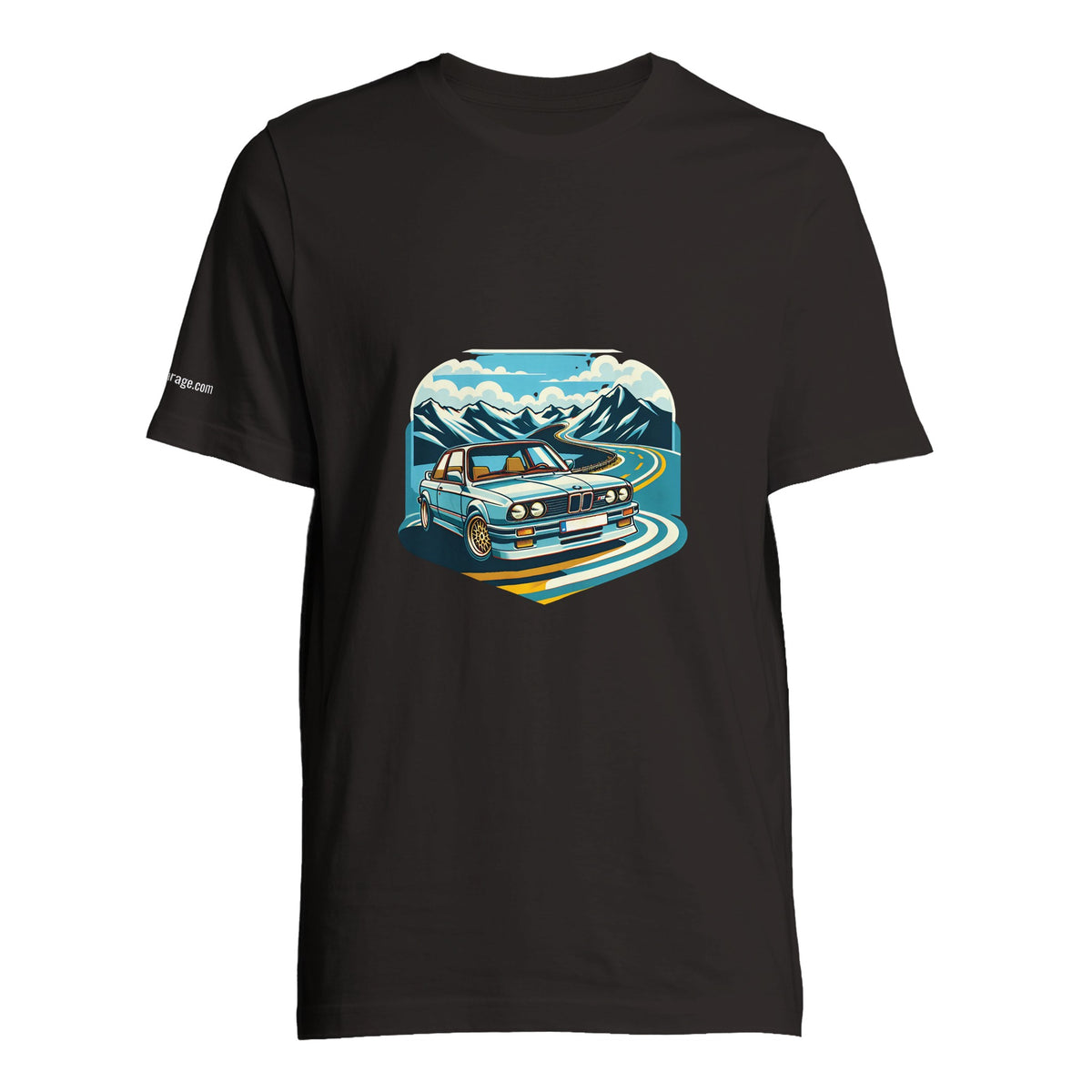 Funky Blue Bavarian unisex T-shirt with blue Alpine-road artwork