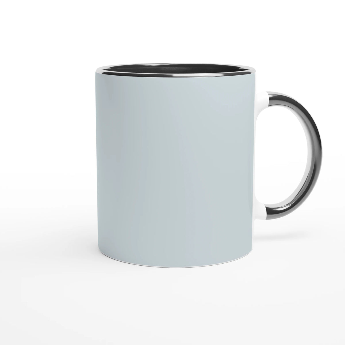 Curvy Bavarian ceramic mug with Alpine-road artwork and black interior
