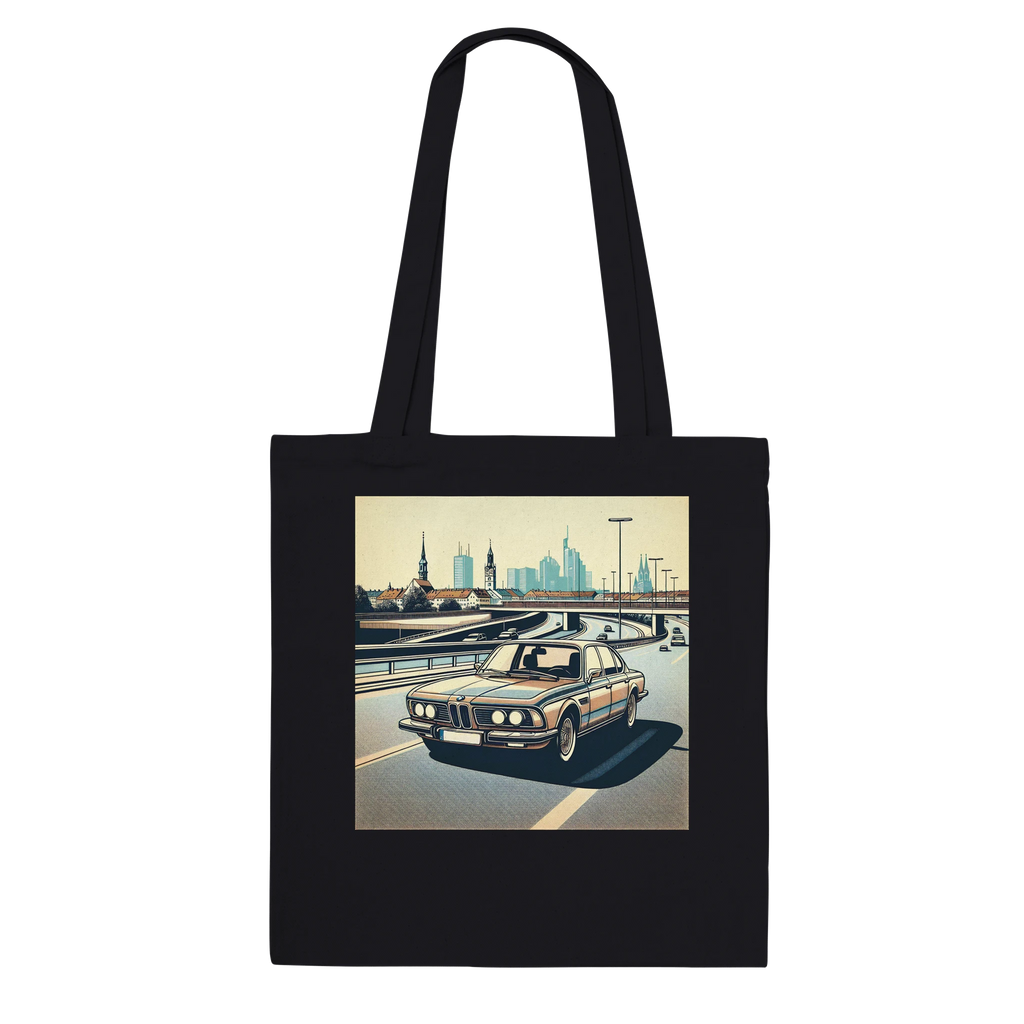 Streets of Munich tote bag with retro Munich and classic-car artwork