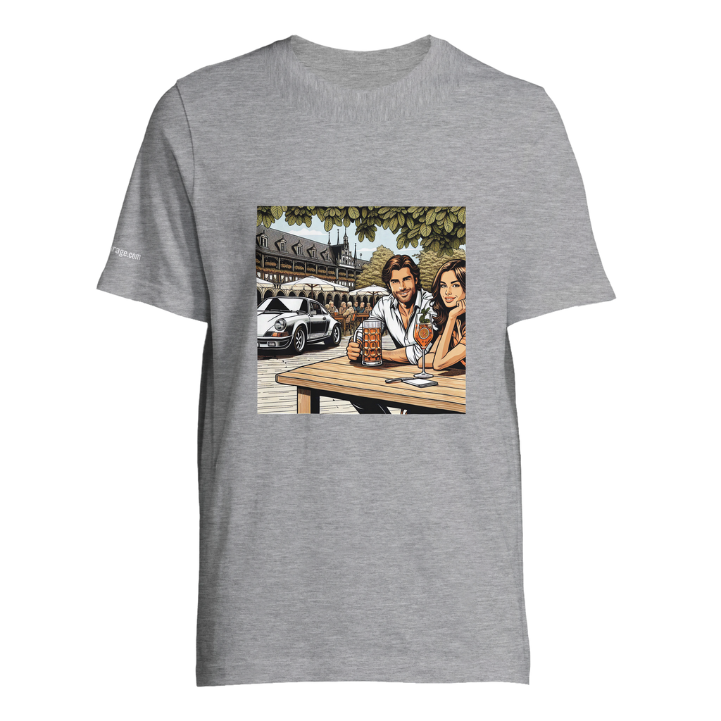 Biergarten Schnell unisex T-shirt with retro beer-garden artwork