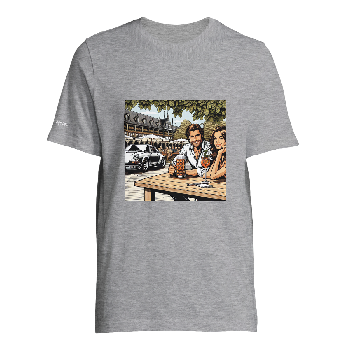 Biergarten Schnell unisex T-shirt with retro beer-garden artwork
