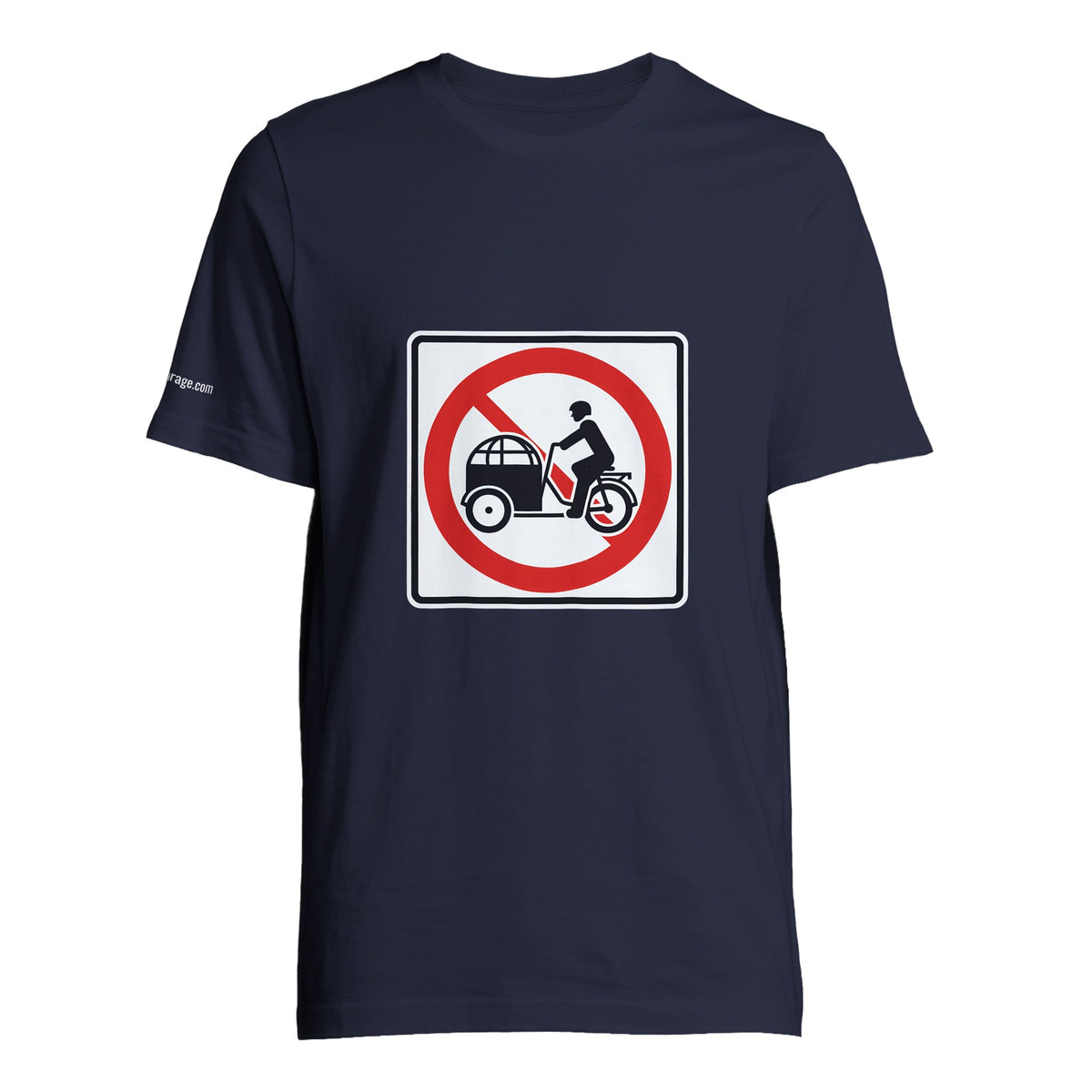 Say No to Lastenfahrrad unisex T-shirt with prohibition-sign artwork