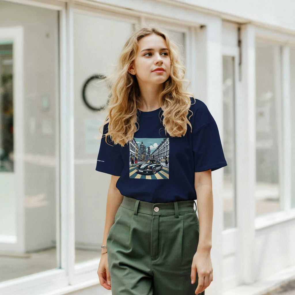 Maximilianstraße unisex T-shirt with Munich sports-car artwork