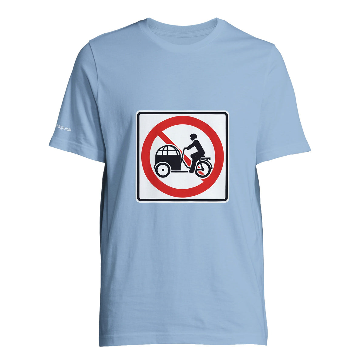 Say No to Lastenfahrrad unisex T-shirt with prohibition-sign artwork
