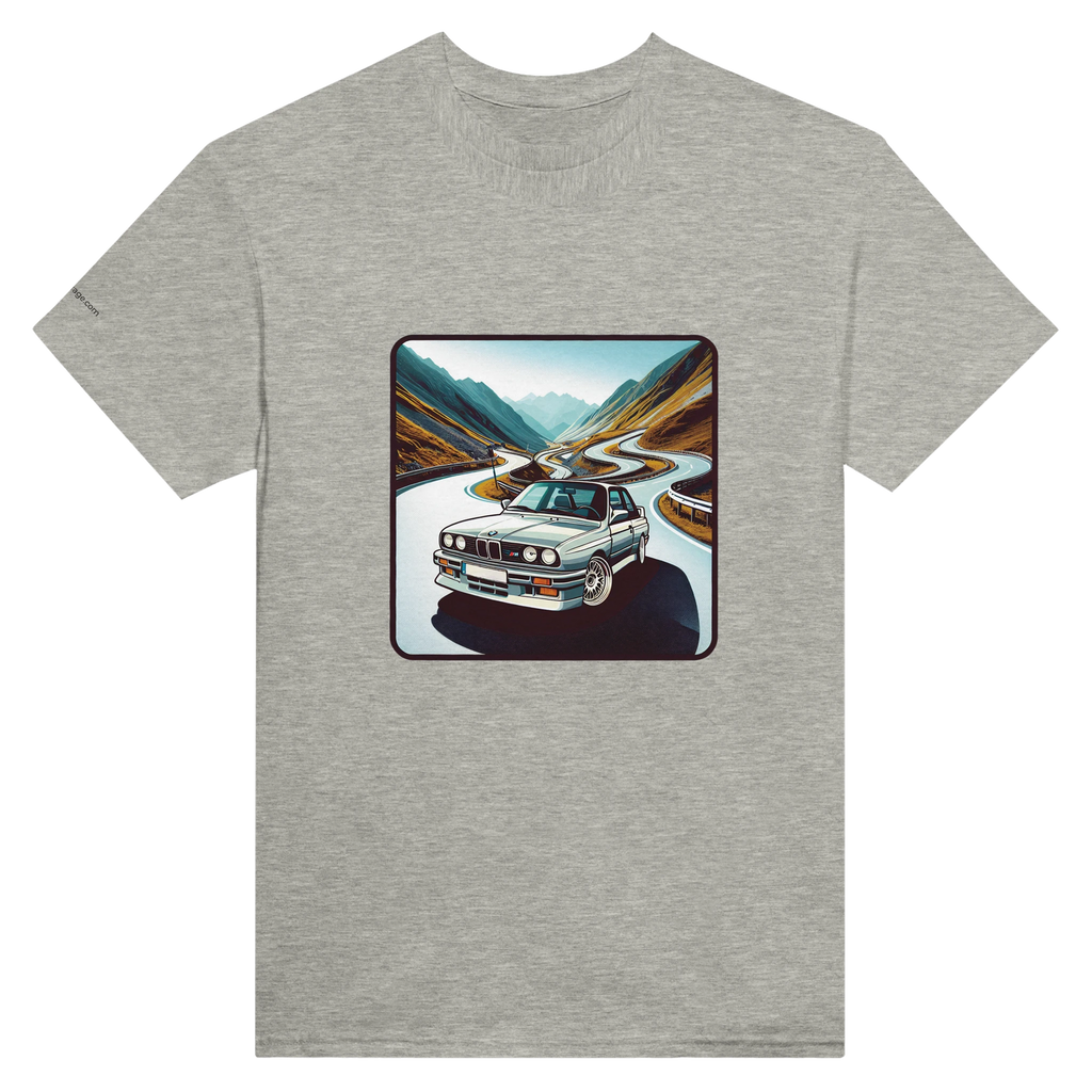Curvy Bavarian heavyweight unisex T-shirt with Alpine-road artwork