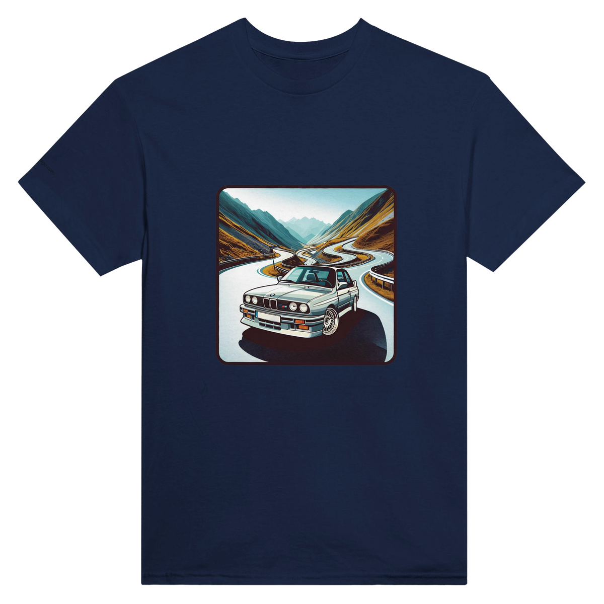 Curvy Bavarian heavyweight unisex T-shirt with Alpine-road artwork
