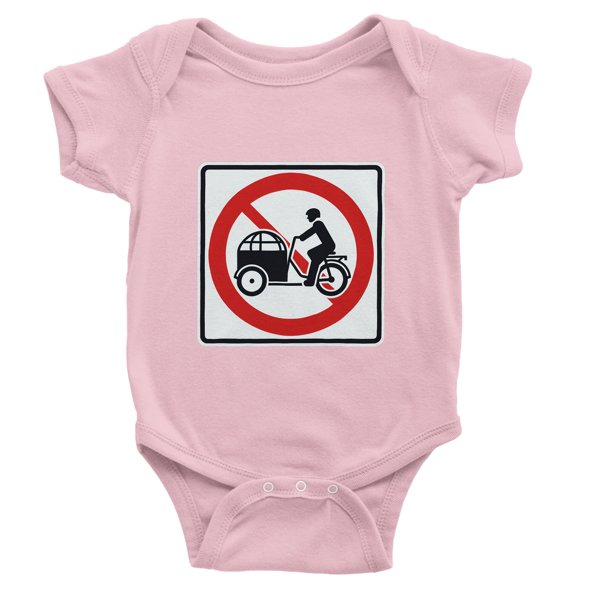 Say No to Lastenfahrrad short-sleeve baby bodysuit with car-culture artwork