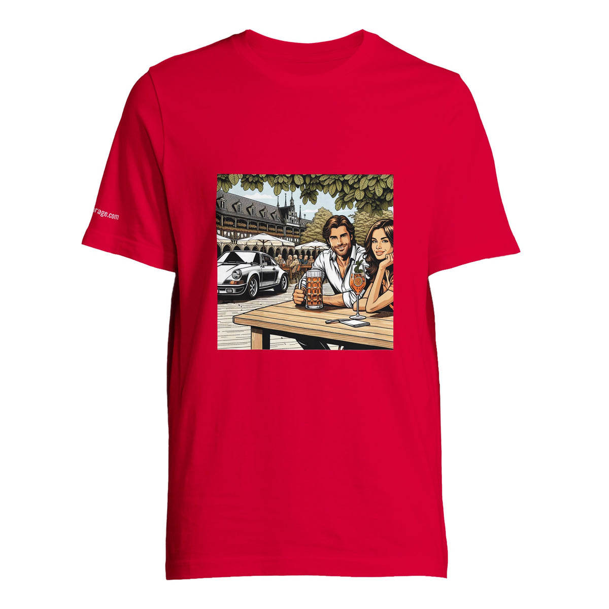 Biergarten Schnell unisex T-shirt with retro beer-garden artwork